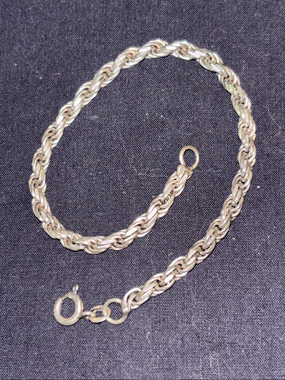 Sterling Silver Rope Bracelet 7” 10g